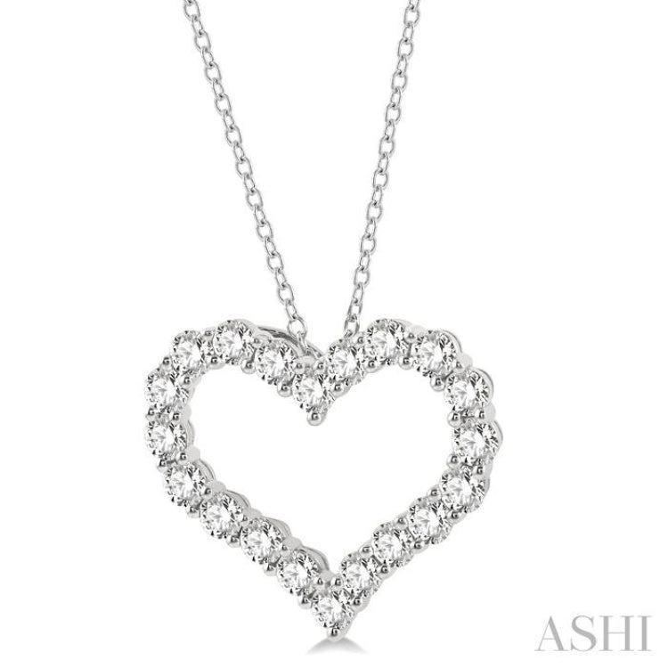 4 Ctw Heart Shape Round Cut Diamond Pendant With Chain in 14K White Gold