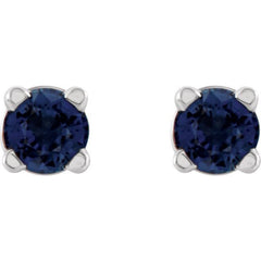 14K White Gold 2.5 mm Lab-Grown Blue Sapphire Earrings