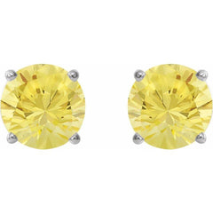 14K White Gold 5 mm Natural Yellow Sapphire Earrings