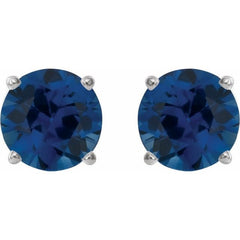 14K White Gold 4 mm Natural Blue Sapphire Earrings