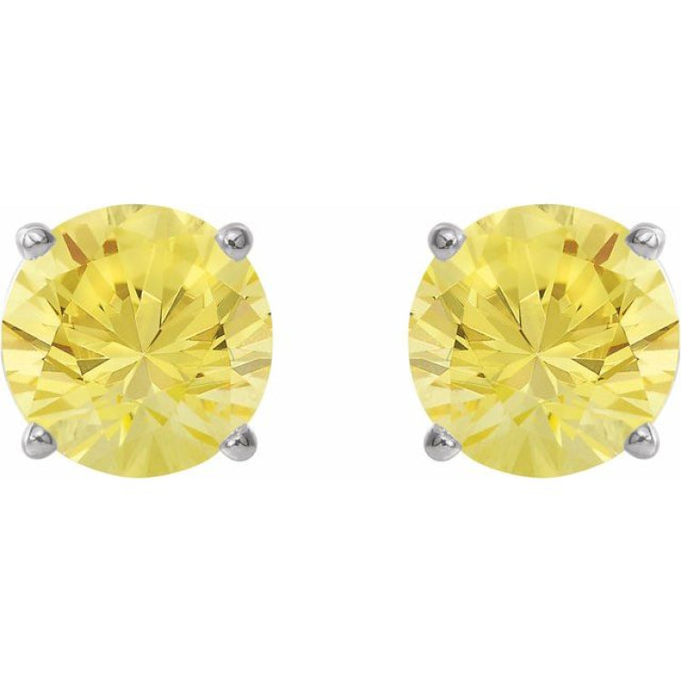 14K White Gold 2.5 mm Natural Yellow Sapphire Earrings