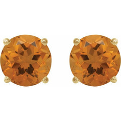 14K Yellow Gold 5 mm Natural Citrine Earrings