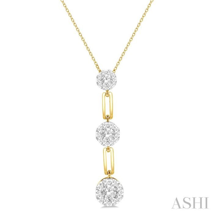 1/2 Ctw Lovebright Round Cut Diamond Paperclip Link Pendant With Chain in 14K Yellow and White Gold