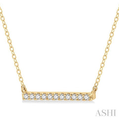 1/8 Ctw Bar Round Cut Diamond Petite Necklace in 10K Yellow Gold