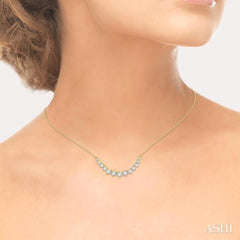 1 Ctw Graduated Round Cut Diamond Smile Necklace in 14K Yellow Gold