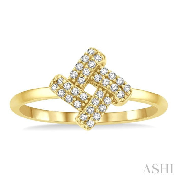 1/10 Ctw Petite Interwoven Round Cut Diamond Fashion Ring in 10K Yellow Gold