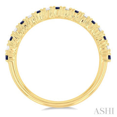 1.80 MM Round Shape Sapphire and 1/4 Ctw Round Cut Diamond Precious Stack Band in 10K Yellow Gold