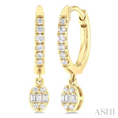 1/3 Ctw Petite Oval Shape Fusion Diamond Fashion Huggies in 10K Yellow Gold