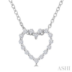1/10 Ctw Heart Shape Round Cut Diamond Pendant With Chain in Sterling Silver