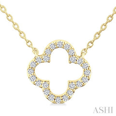 1/8 Ctw Petite Clover Round Cut Diamond Fashion Pendant With Chain in 14K Yellow Gold