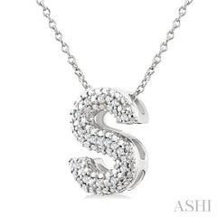 1/20 Ctw Bubble Accent Initial 'S' Round Cut Diamond Fashion Pendant With Chain in Sterling Silver