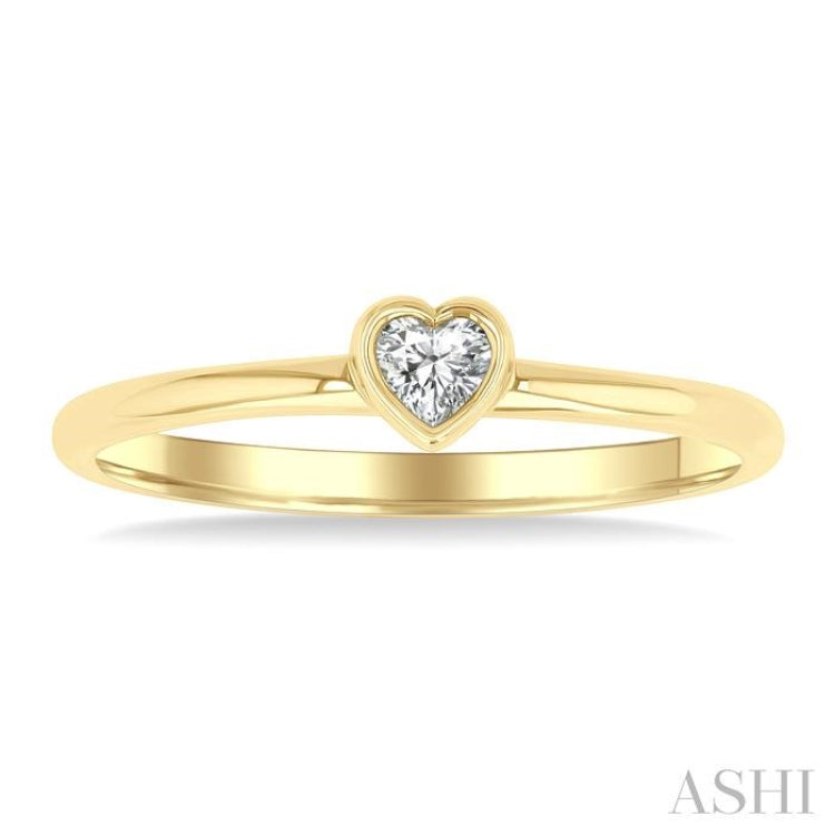 1/6 Ctw Petite Bezel Set Heart Shape Diamond Fashion Ring in 10K Yellow Gold