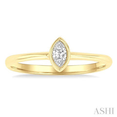 1/6 Ctw Petite Bezel Set Marquise Cut Diamond Fashion Ring in 10K Yellow Gold