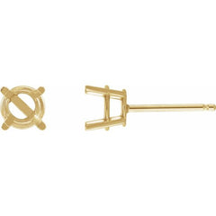 14K Yellow Gold 6 mm Lab-Grown Emerald Earrings