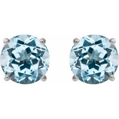 Sterling Silver 6 mm Natural Sky Blue Topaz Earrings