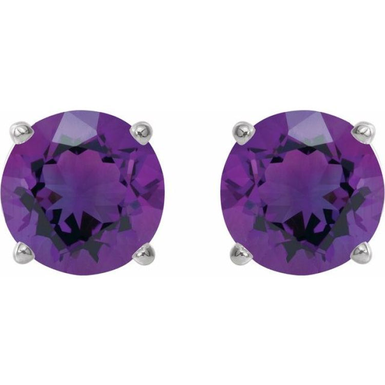 Platinum 7 mm Natural Amethyst Earrings