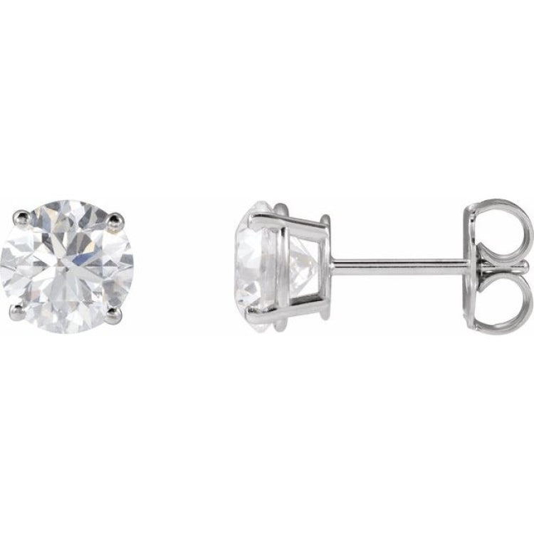Platinum 7 mm Natural Swiss Blue Topaz Earrings