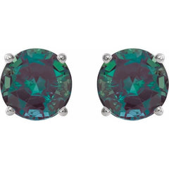 Platinum 8 mm Lab-Grown Alexandrite Earrings