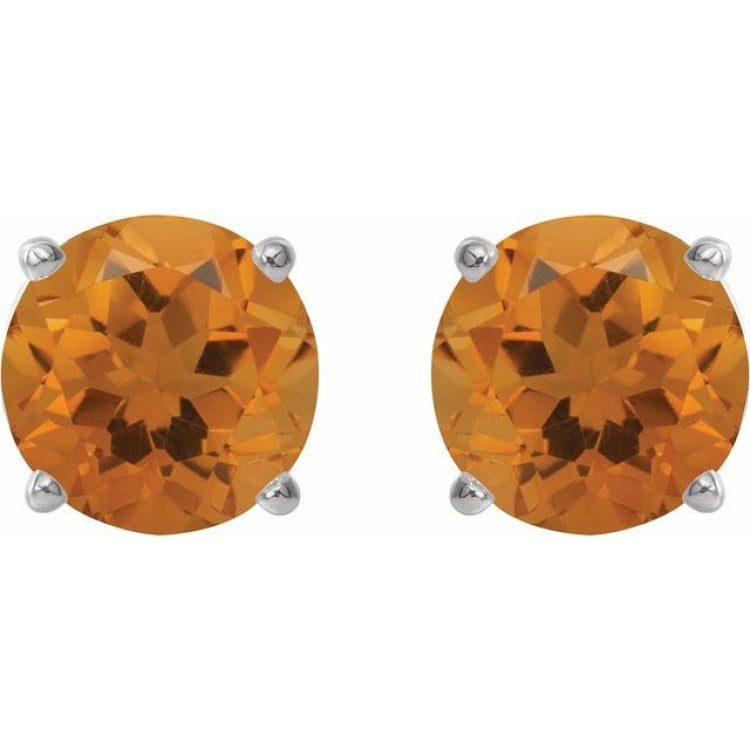 Sterling Silver 6 mm Natural Citrine Earrings