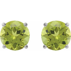14K White Gold 8 mm Natural Peridot Earrings