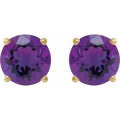 14K Yellow Gold 6 mm Natural Amethyst Earrings