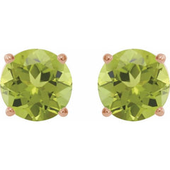 14K Rose Gold 8 mm Natural Peridot Earrings