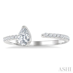 3/8 Ctw Pear and Round Cut Diamond Fashion Open Ring in 14K White Gold