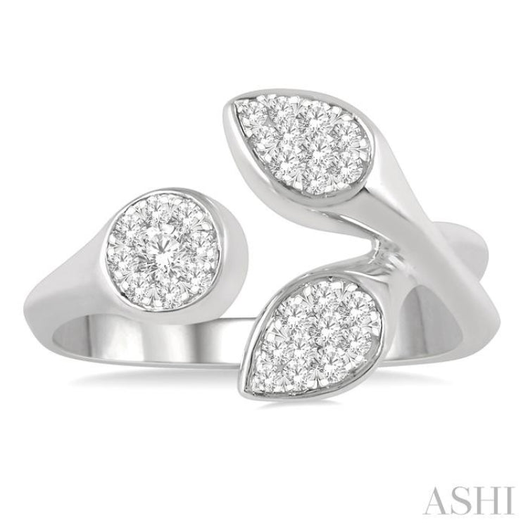 1/3 Ctw Lovebright Open Center Mixed Shape Mounts Round Cut Diamond Fashion Ring in 10K White Gold