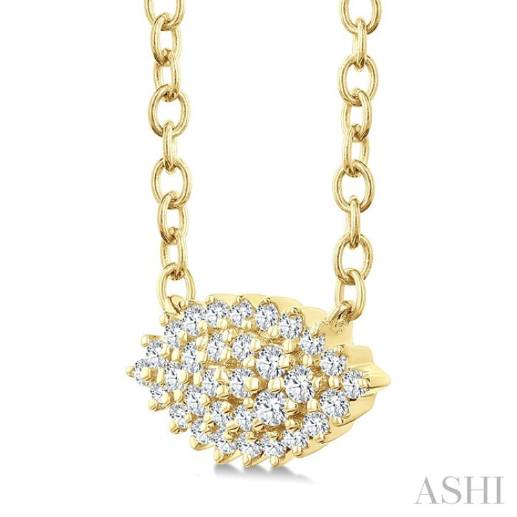1/6 Ctw Petite East-West Set Marquise Shape Round Cut Diamond Cluster Fashion Pendant With Chain in 10K Yellow Gold