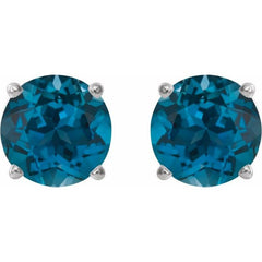 Sterling Silver 7 mm Natural London Blue Topaz Earrings