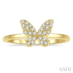 1/6 Ctw Butterfly Motif Round Cut Diamond Petite Fashion Ring in 10K Yellow Gold