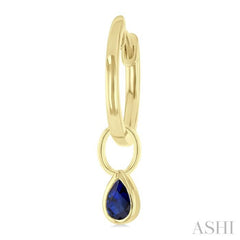 5x3 MM Bezel Set Pear Cut Sapphire Precious Fashion Huggie Earrings in 14K Yellow Gold