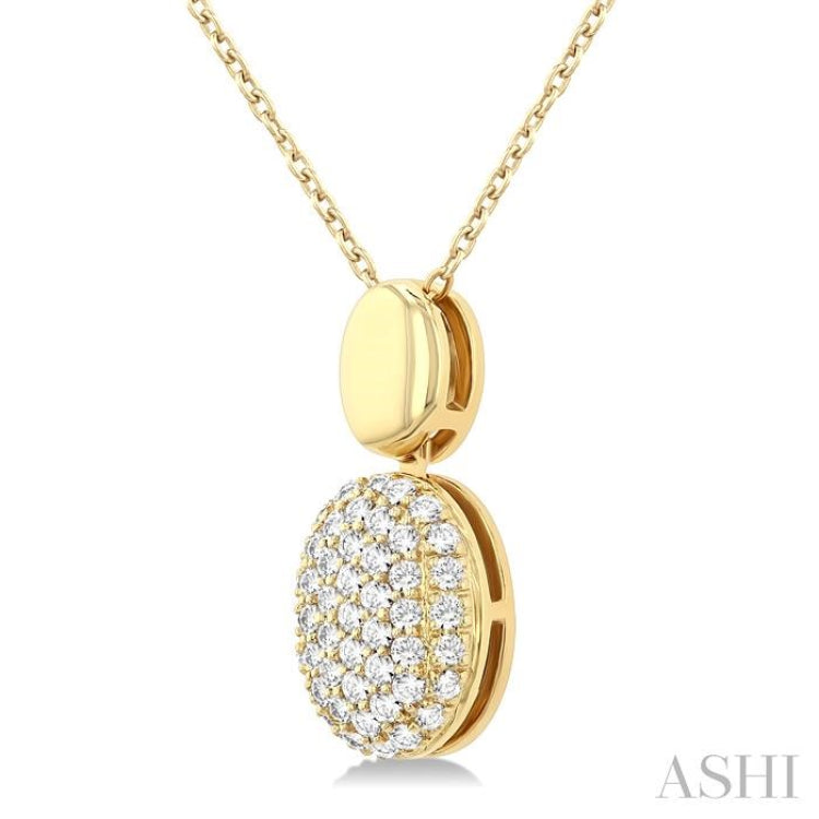 1/4 Ctw Oval Shape Mount Pave Set Round Cut Diamond Pendant in 10K Yellow Gold with Chain